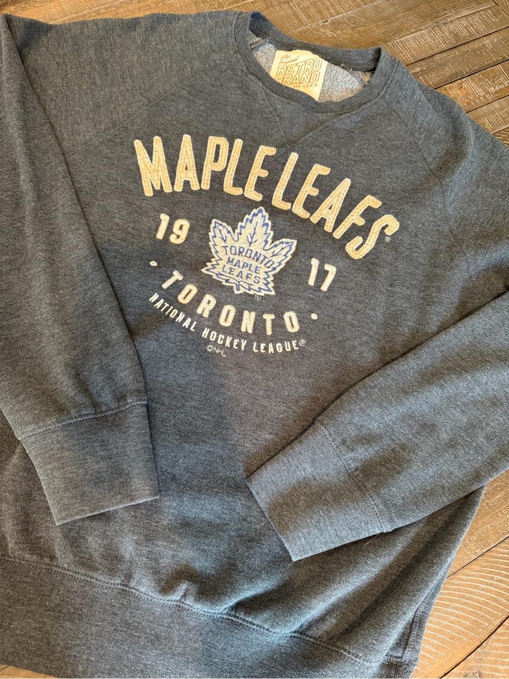 Original Retro Brand Maple Leafs Crewneck Sweatshirt - Charcoal Blue